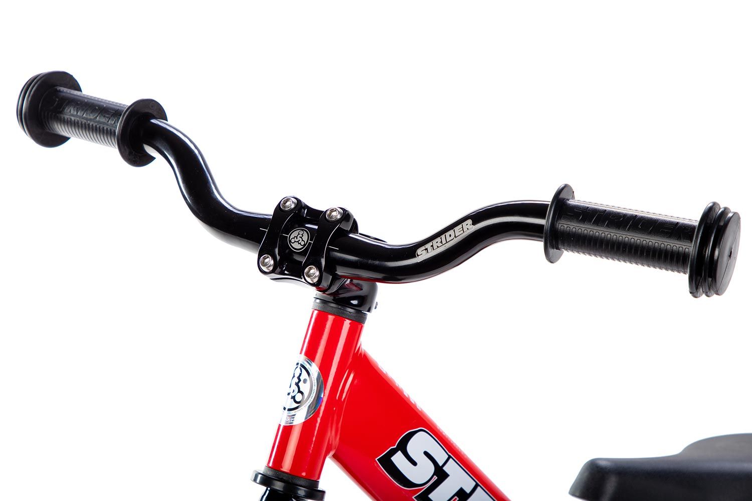 Studio detail of Strider Aluminum Riser Handlebar and the ST-R Stem Adapter